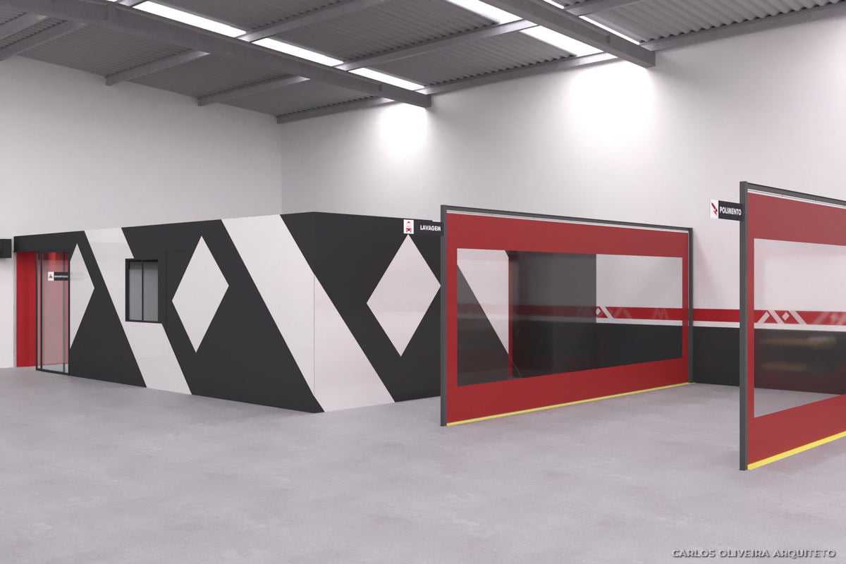área de serviço para estética automotiva decoração projeto