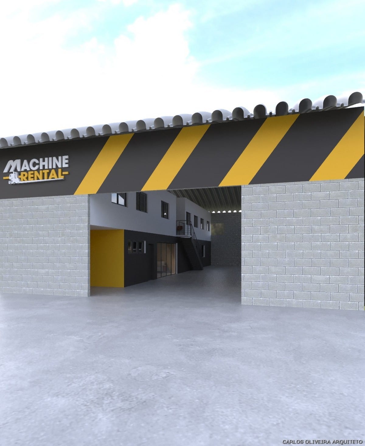 Fachada oficina automotiva maquinário pesado