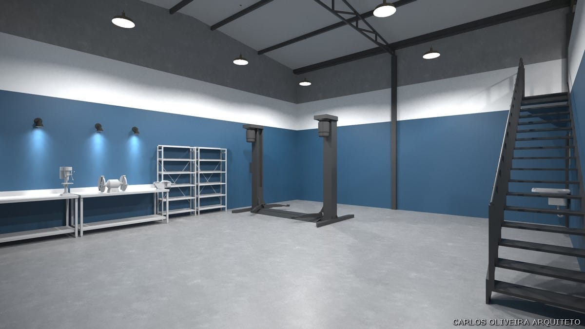 área de serviço oficina automotiva decoração