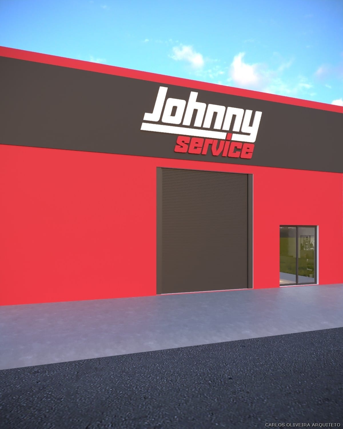fachada vermelha oficina mecânica automotiva