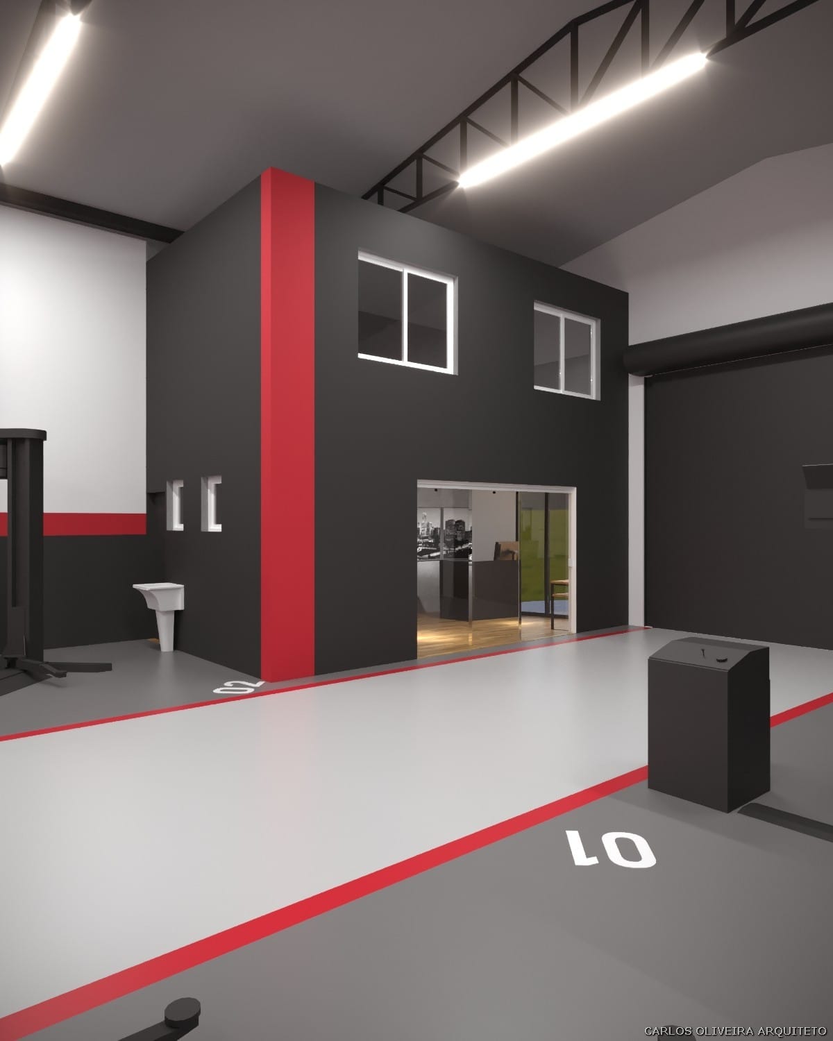 oficina automotiva decoração arquitetura