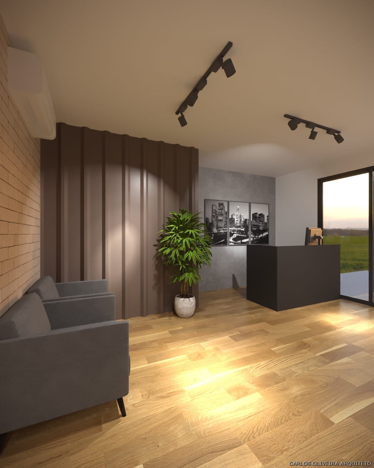 recepção oficina automotiva alternativa marrom