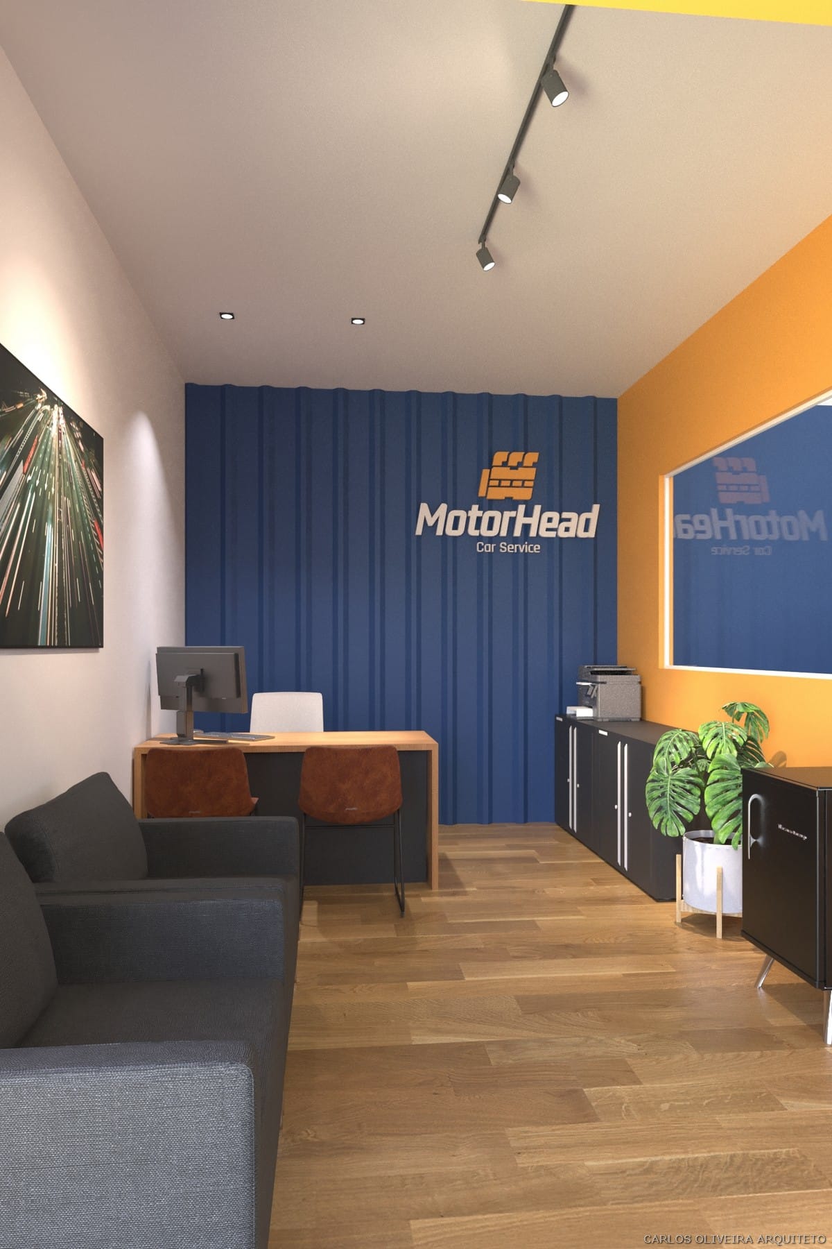 recepção oficina automotiva decoração moderna