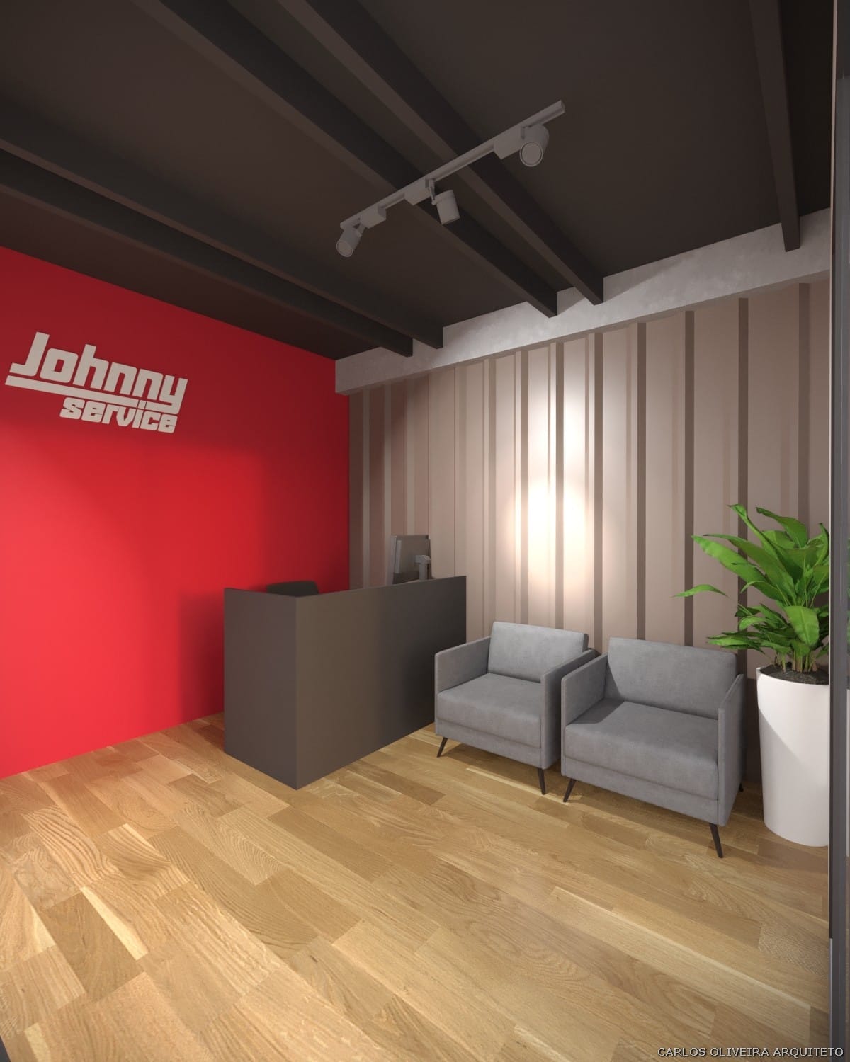 recepção oficina automotiva vermelho