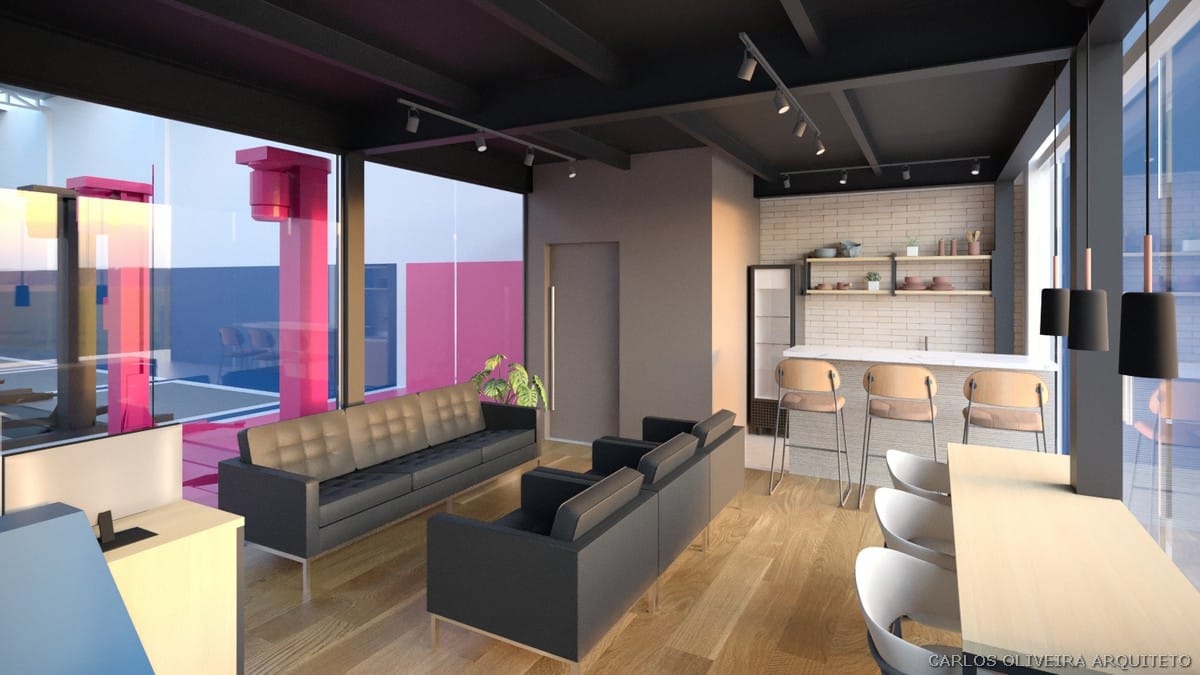 recepção oficina borracharia arquitetura